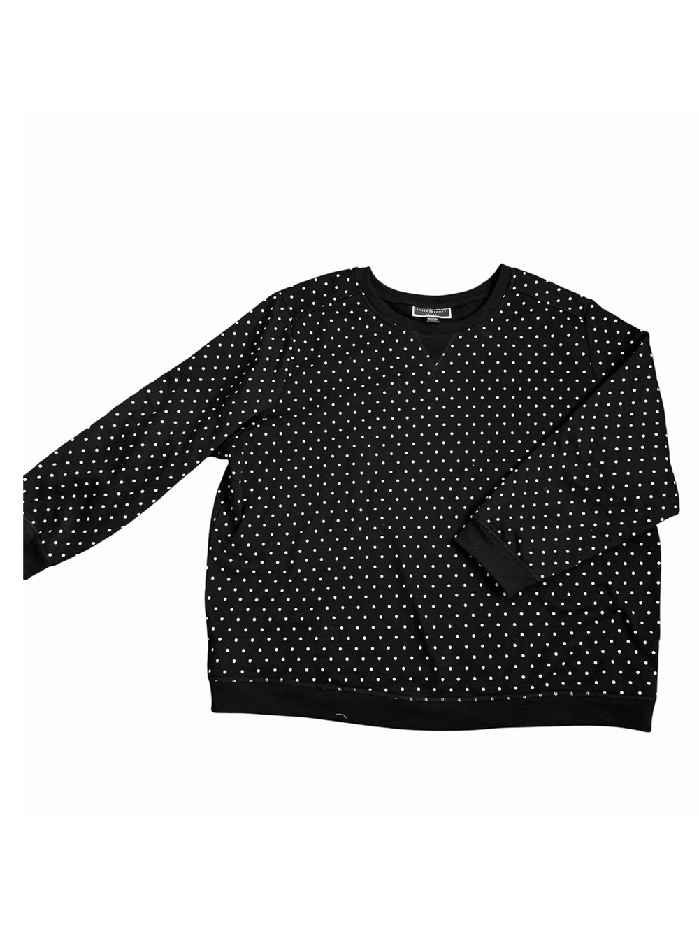 Karen Scott Sport Women’s Polka Dot Crewneck Sweatshirt Plus Size 3X Black White